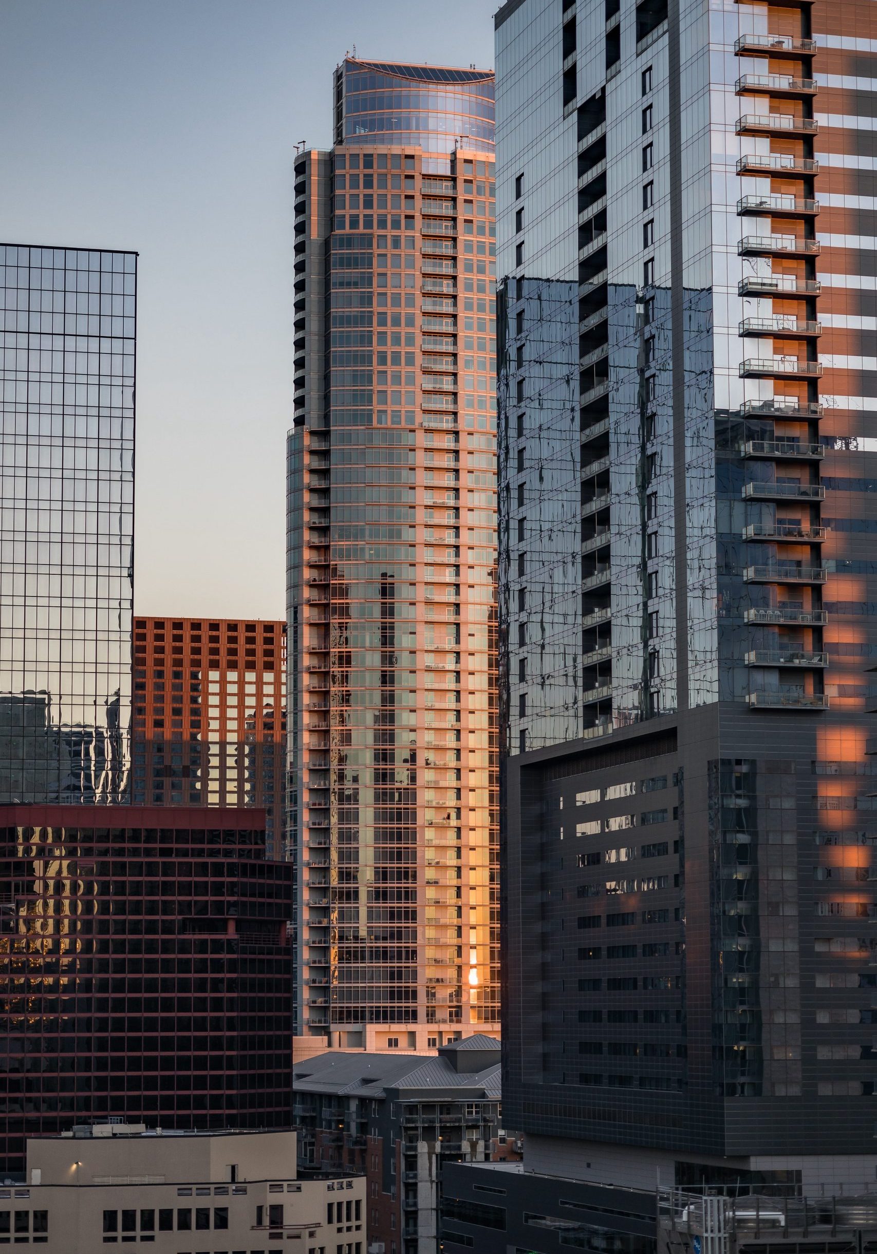 Austin texas skyscrapers at sunset